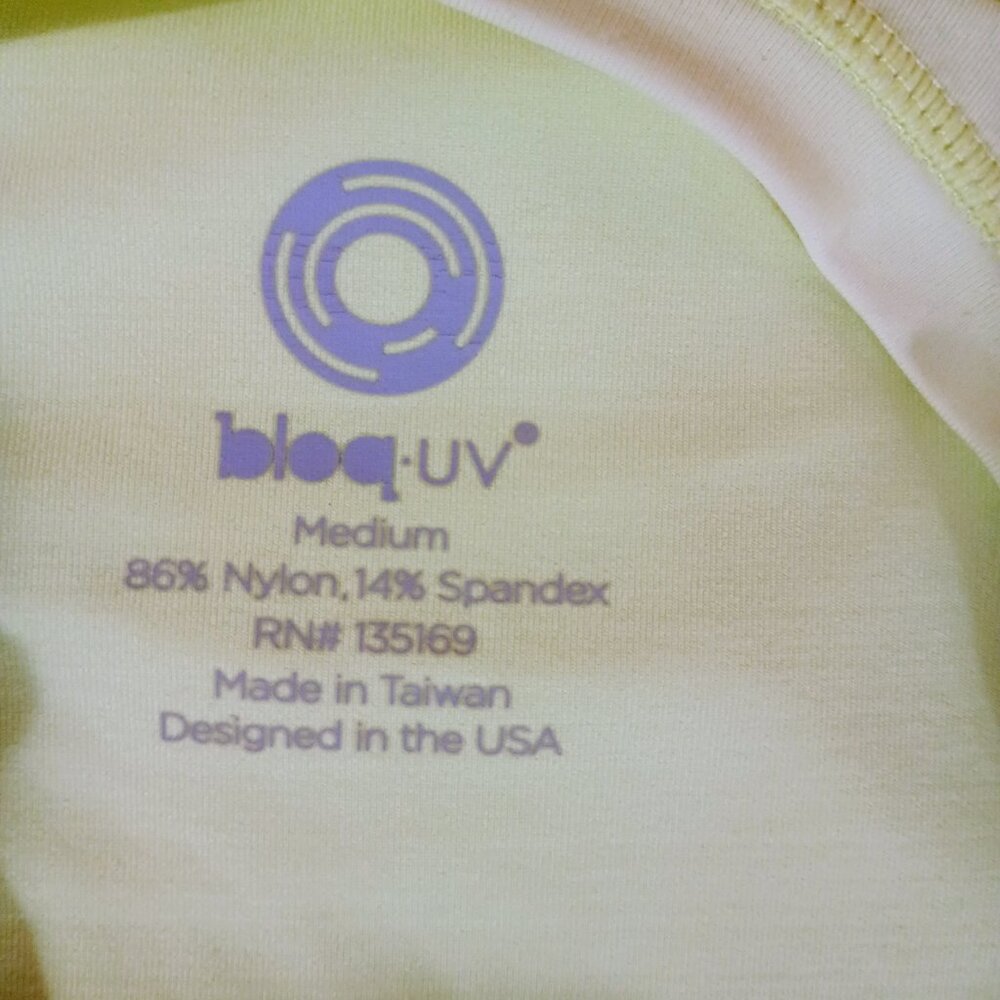 EUC: BloqUV Sz M Neon Yellow 24/7 Long Sleeve Top UPF 50+ Sun Protection Pocket - Picture 3 of 5